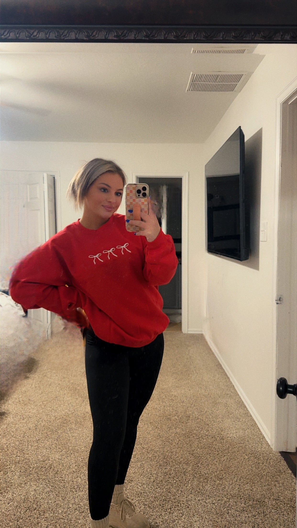 Embroidered White Bows Sweatshirt