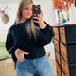 Black balloon sleeve sweater