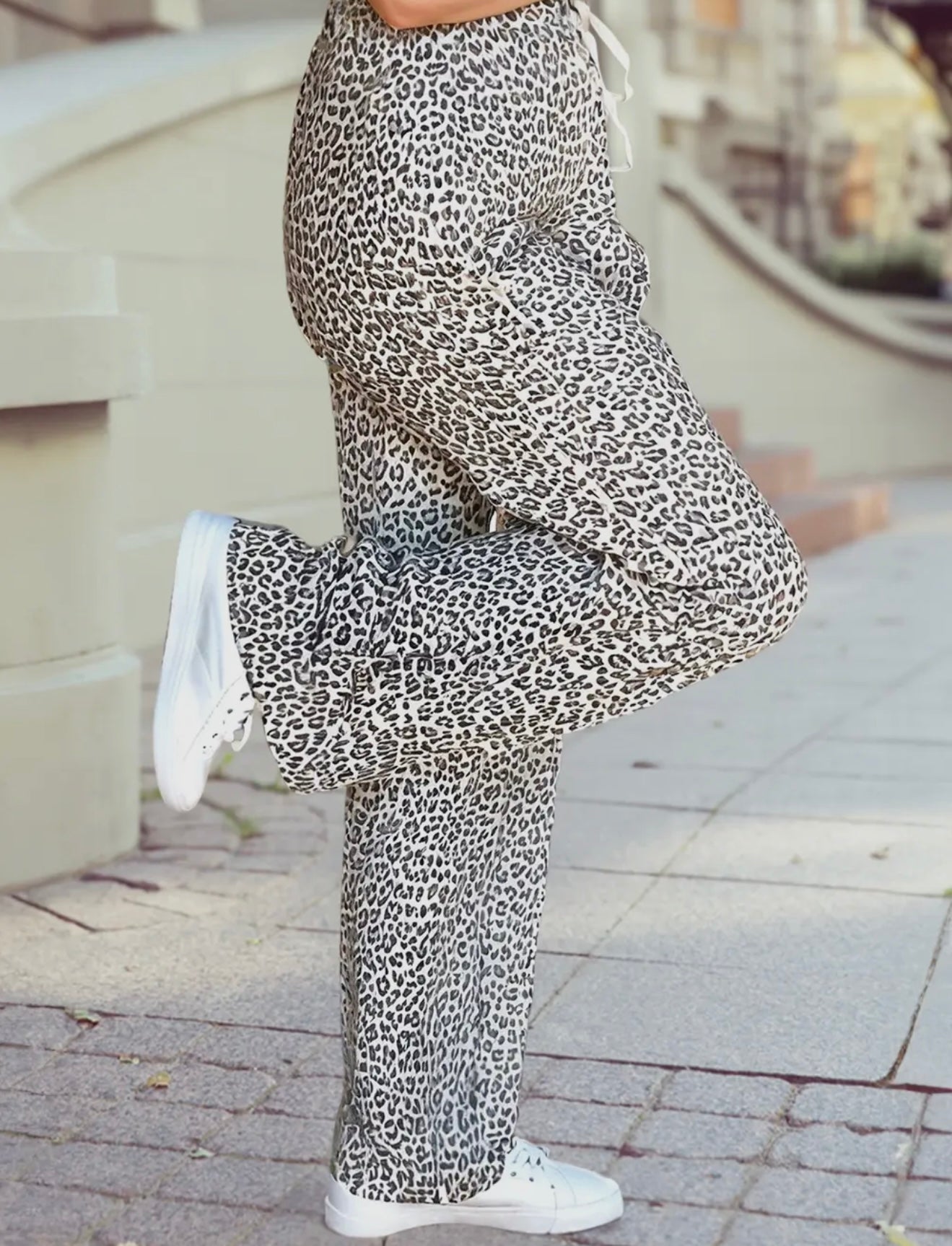 Leopard Drawstring Loose Pants