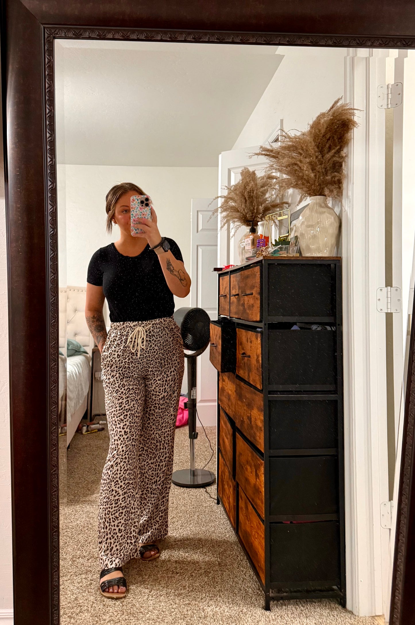 Leopard Drawstring Loose Pants