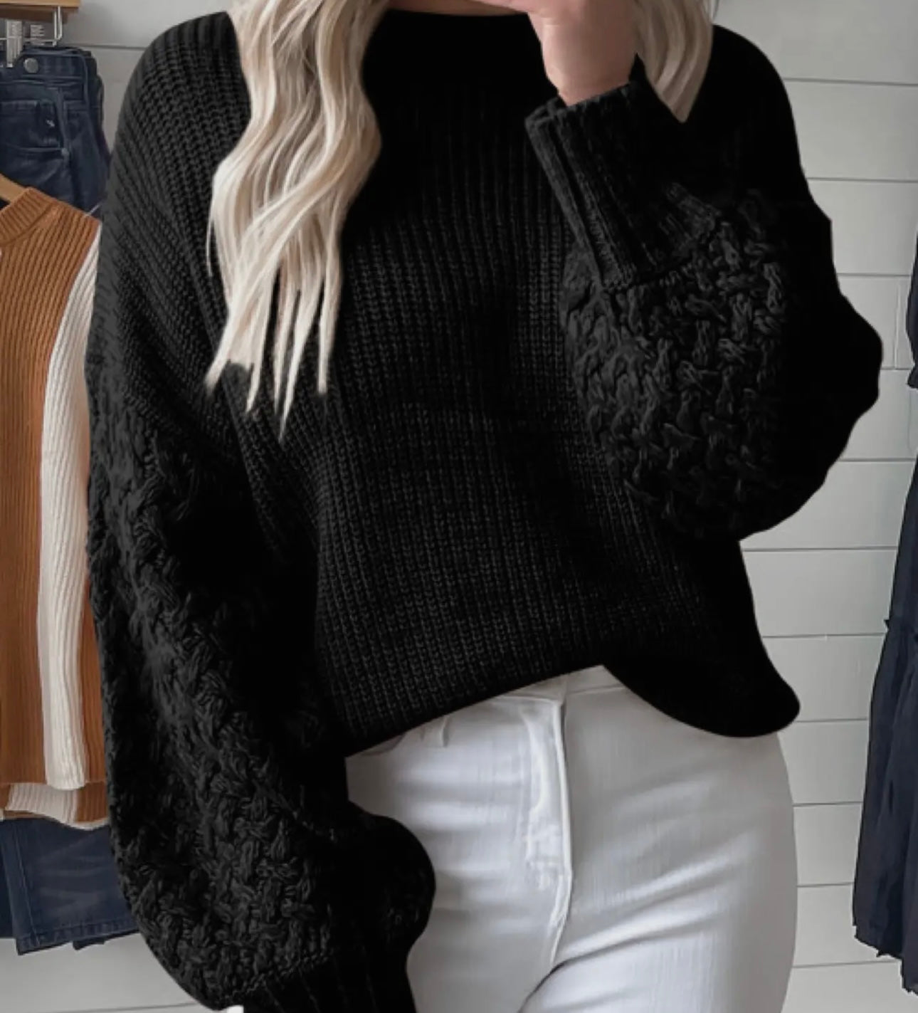 Black Cable Knit Sweater