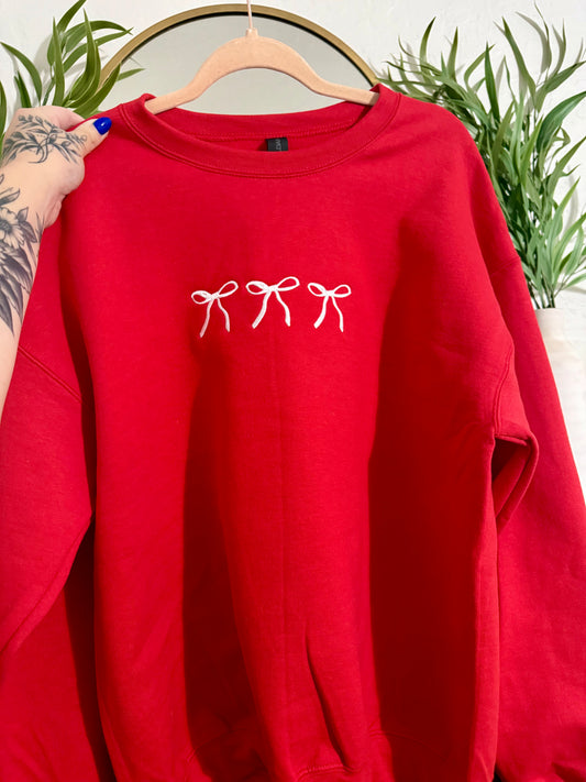 Embroidered White Bows Sweatshirt