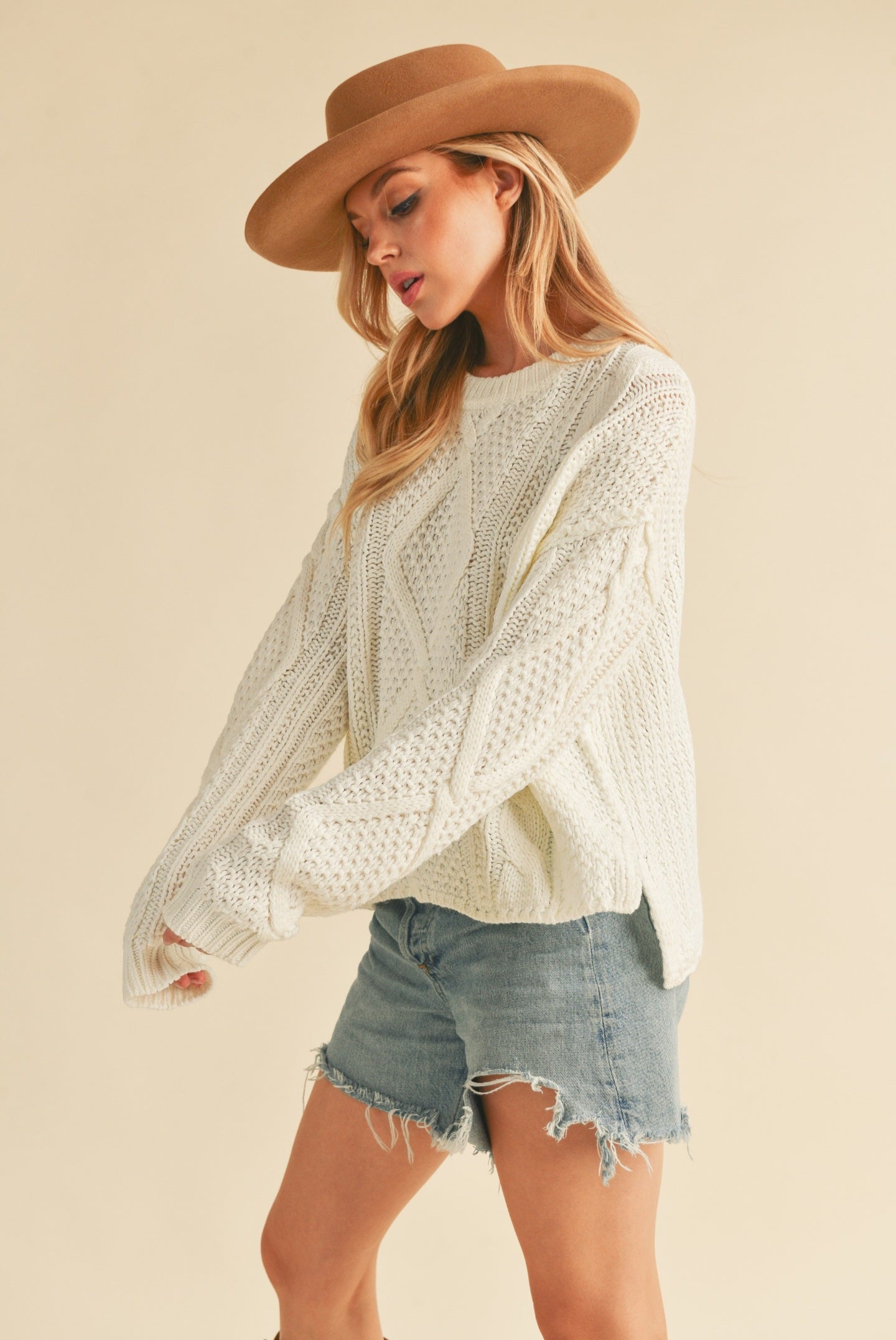 Cream Cable Knit Sweater