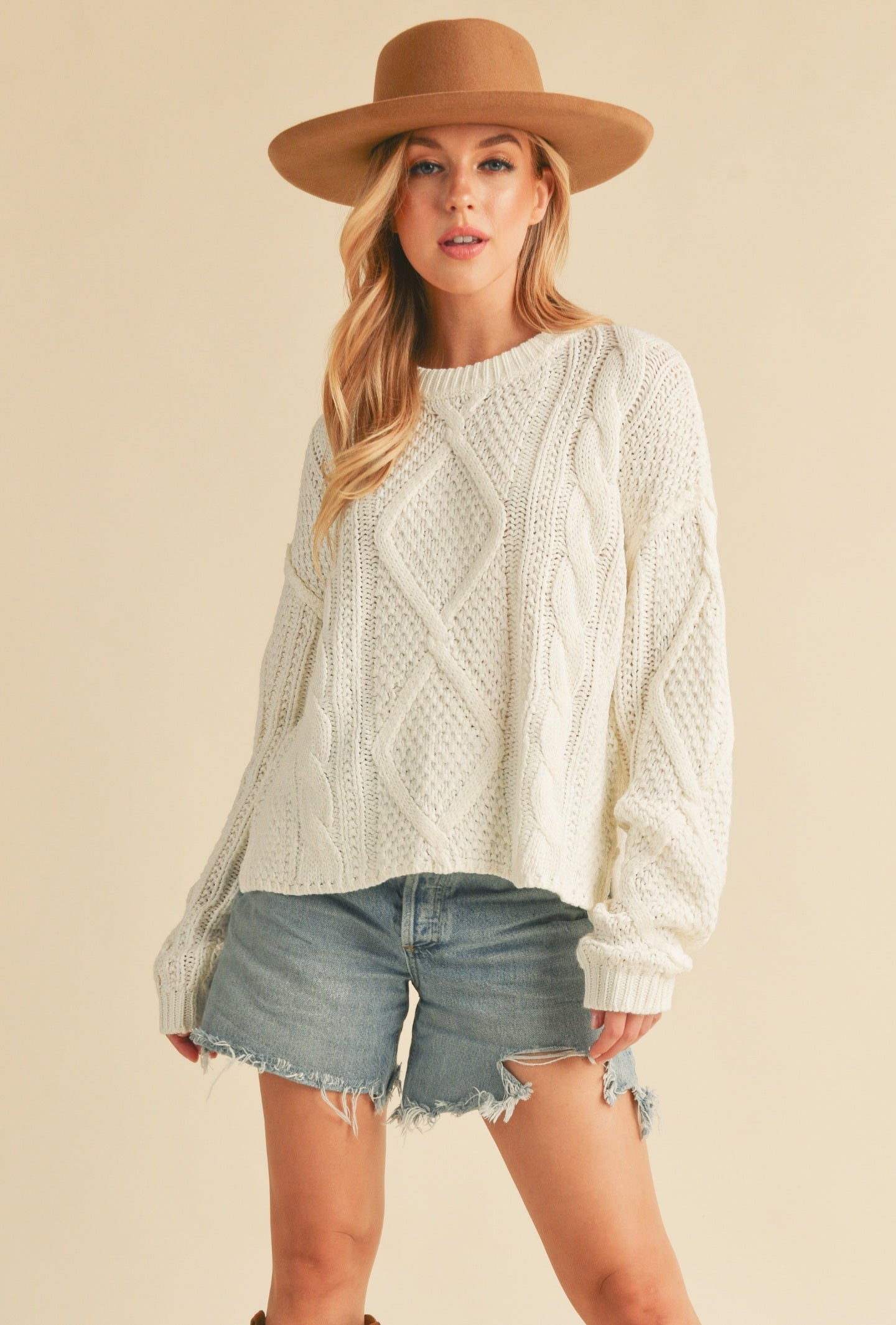 Cream Cable Knit Sweater