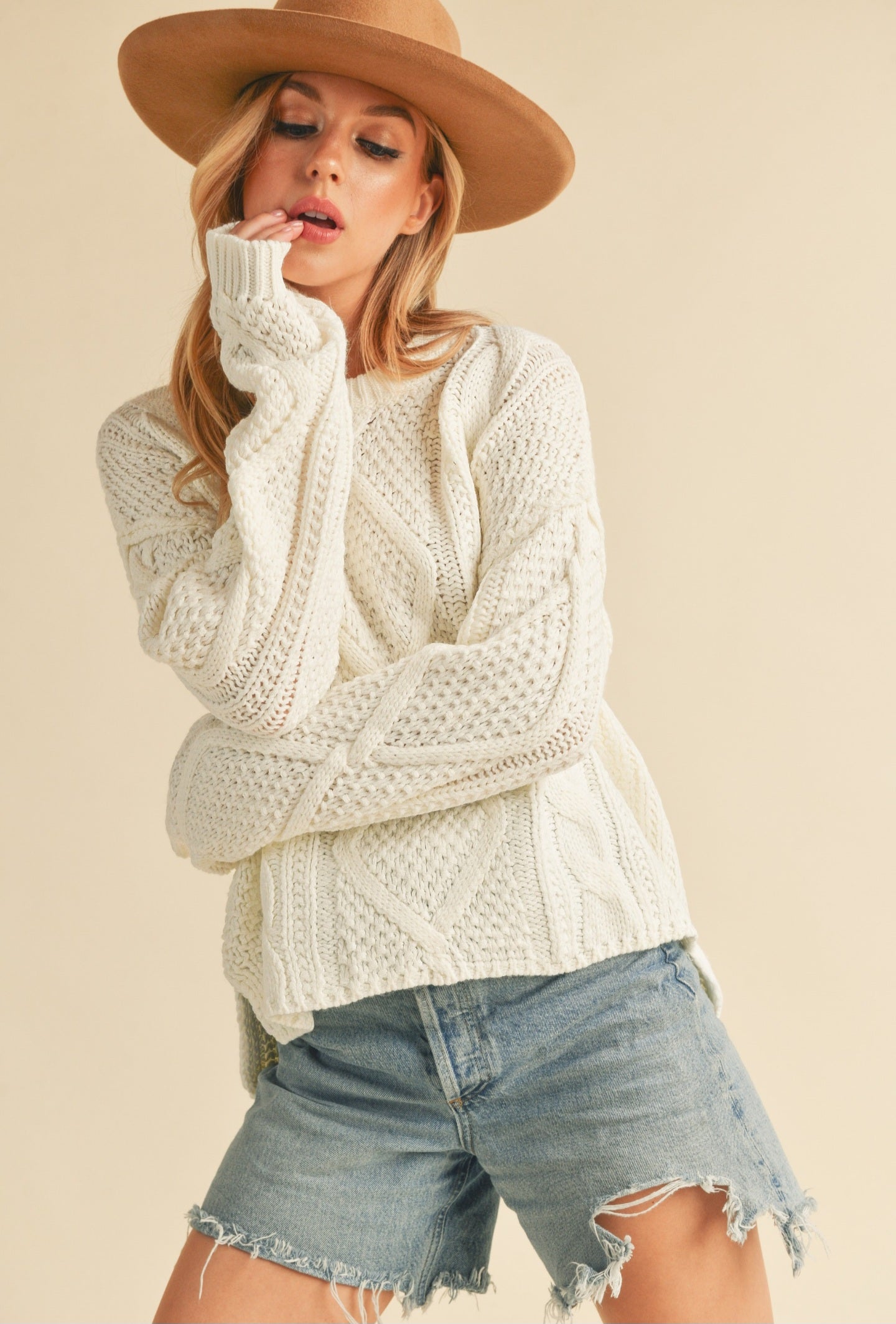 Cream Cable Knit Sweater