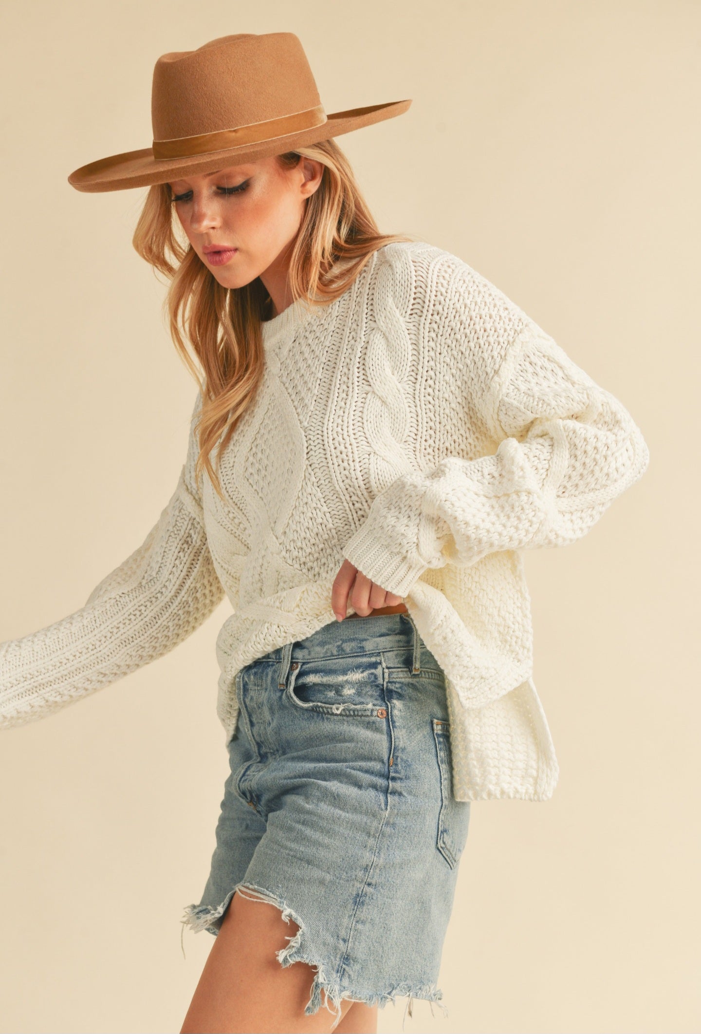 Cream Cable Knit Sweater