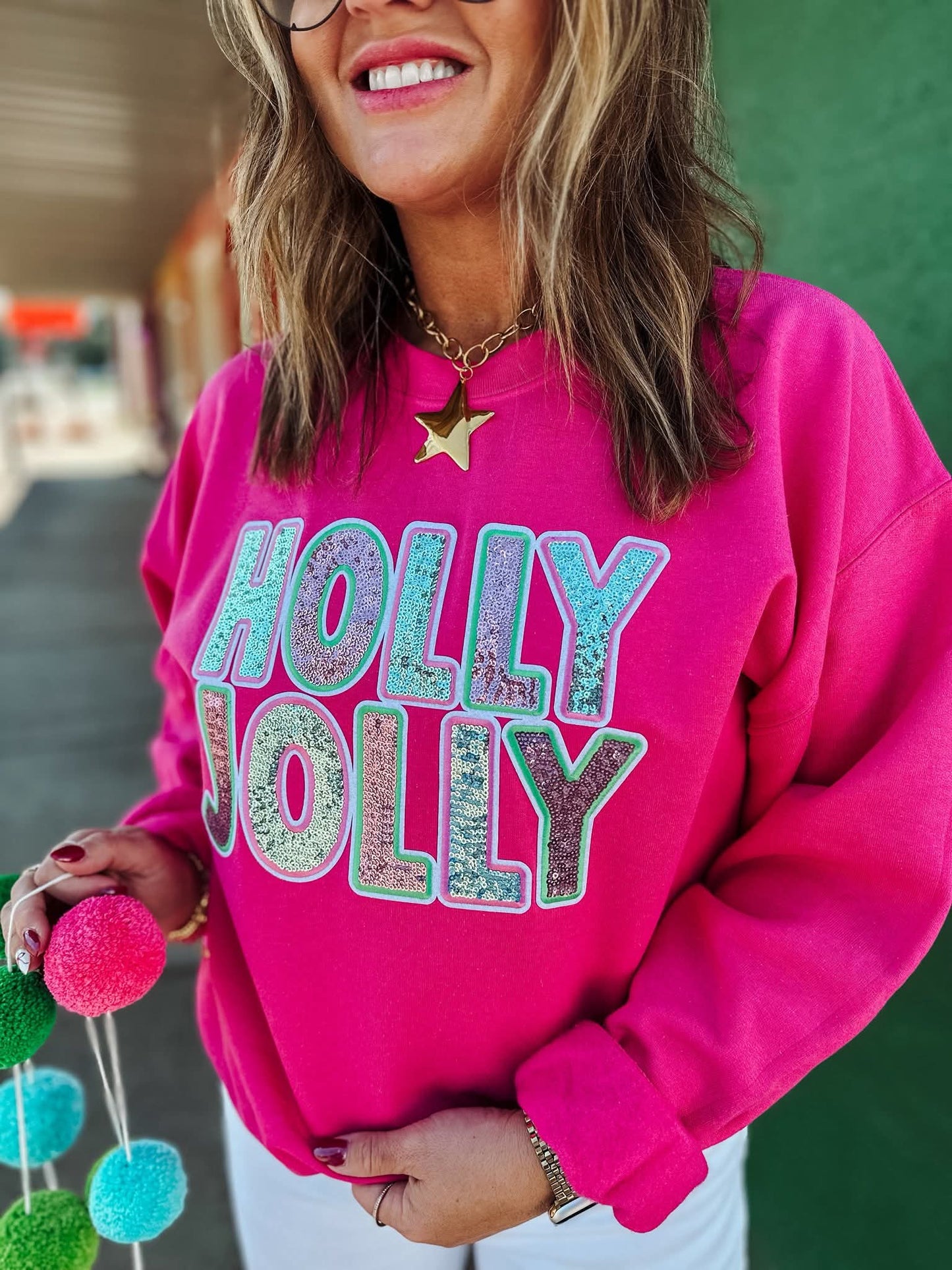 Sequin Holly Jolly Sweatshirt