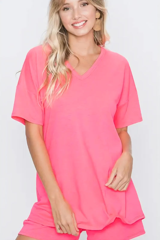 Pink V Neck Top